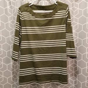 Army Green & White Striped Shirt